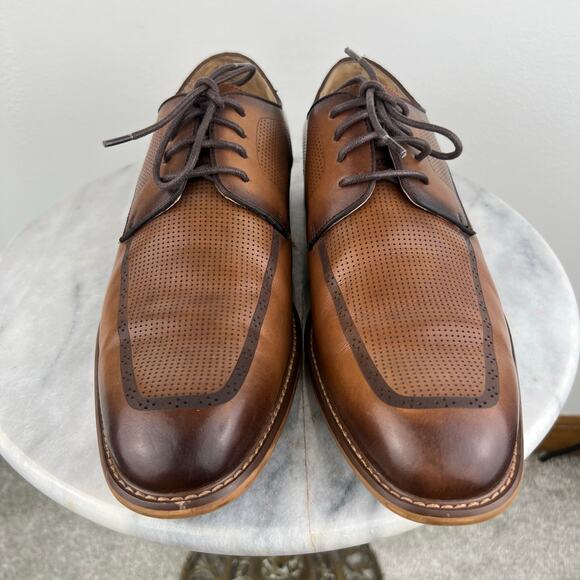 Joseph Abboud Brown Genuine Leather Adam Laser Etched Derby Lace Ups (Sz 10) main image 7
